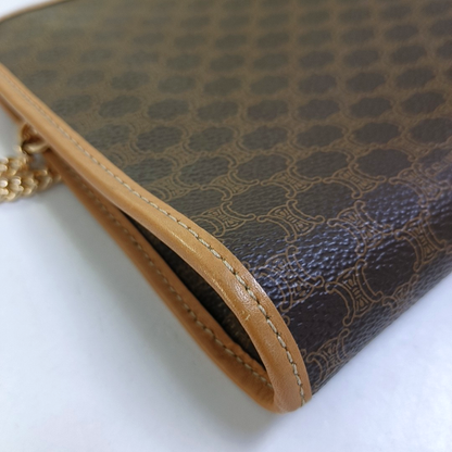 CELINE Brown Coated Canvas Triumph Clutch Golden hardware-(SKU)-951551879