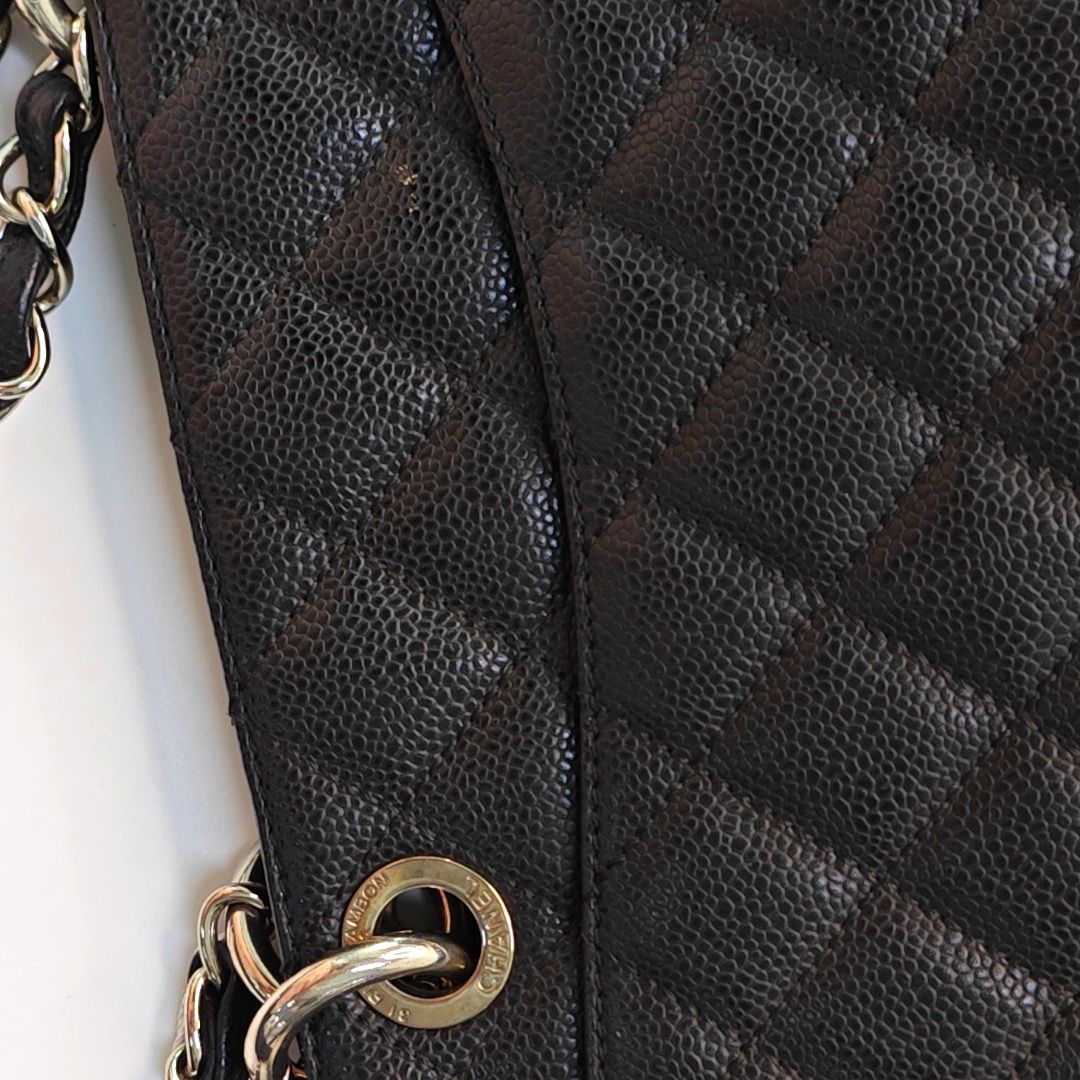 CHANEL CHANEL GST Large Size Black Calfskin Quilted Cannage Shoulder Bag Tote Bag Silver Hardware 15K Clasp-(SKU)-965088697