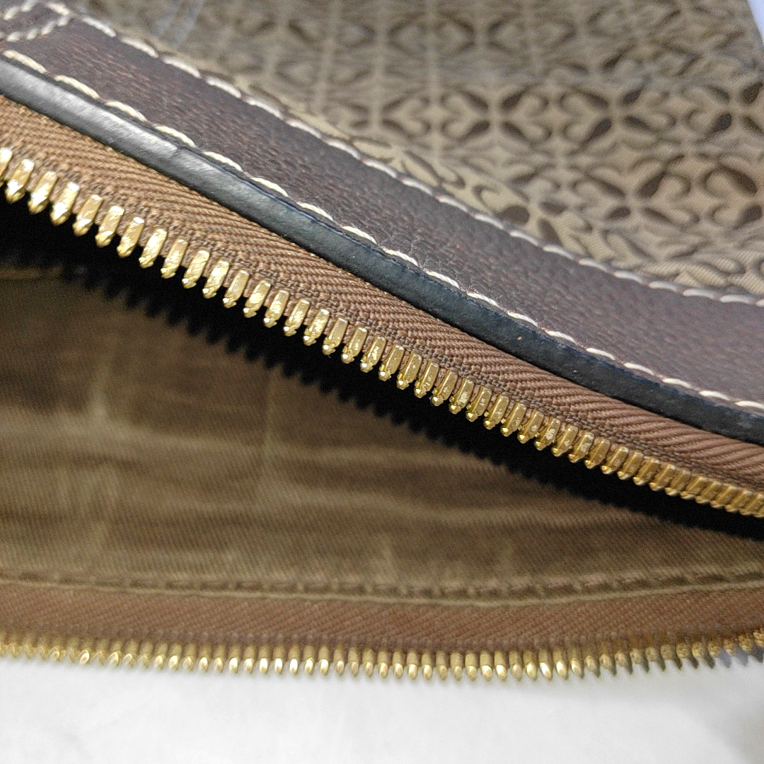 LOEWE Khaki Canvas Monogram Jacquard Single Shoulder Bag Golden hardware-(SKU)-14484696