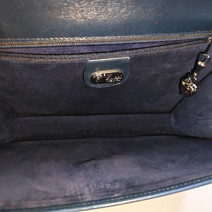 GUCCI Dark blue cowhide shoulder bag Silver Hardware-(SKU)-933996444