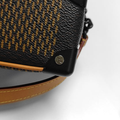 LOUIS VUITTON SOFT TRUNK Mini Brown Coated Canvas Monogram Checkered Crossbody Bag Handbag Single Shoulder Bag with Black Hardware-(SKU)-971300584