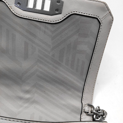 REBECCA MINKOFF Love  Small size Gray leather quilted crossbody bag/shoulder bag Silver Hardware-(SKU)-943935965