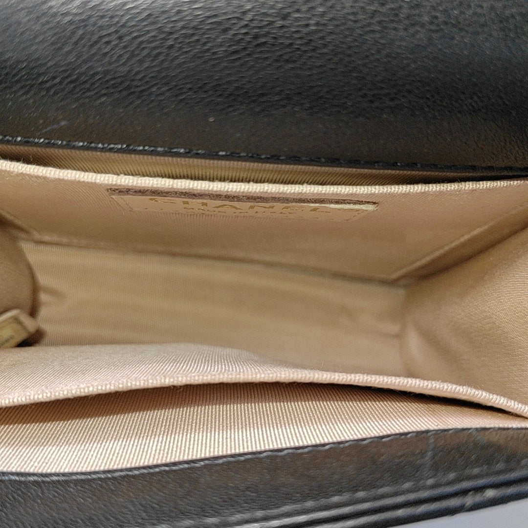 CHANEL EX FLAP Black Cowhide Quilted Monogram Shoulder Bag Crossbody with Gold Hardware, 27 Clasp-(SKU)-967025083