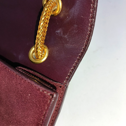 YSL VINTAGE BETTY Burgundy suede leather single shoulder bag crossbody bag Golden hardware-(SKU)-14285934