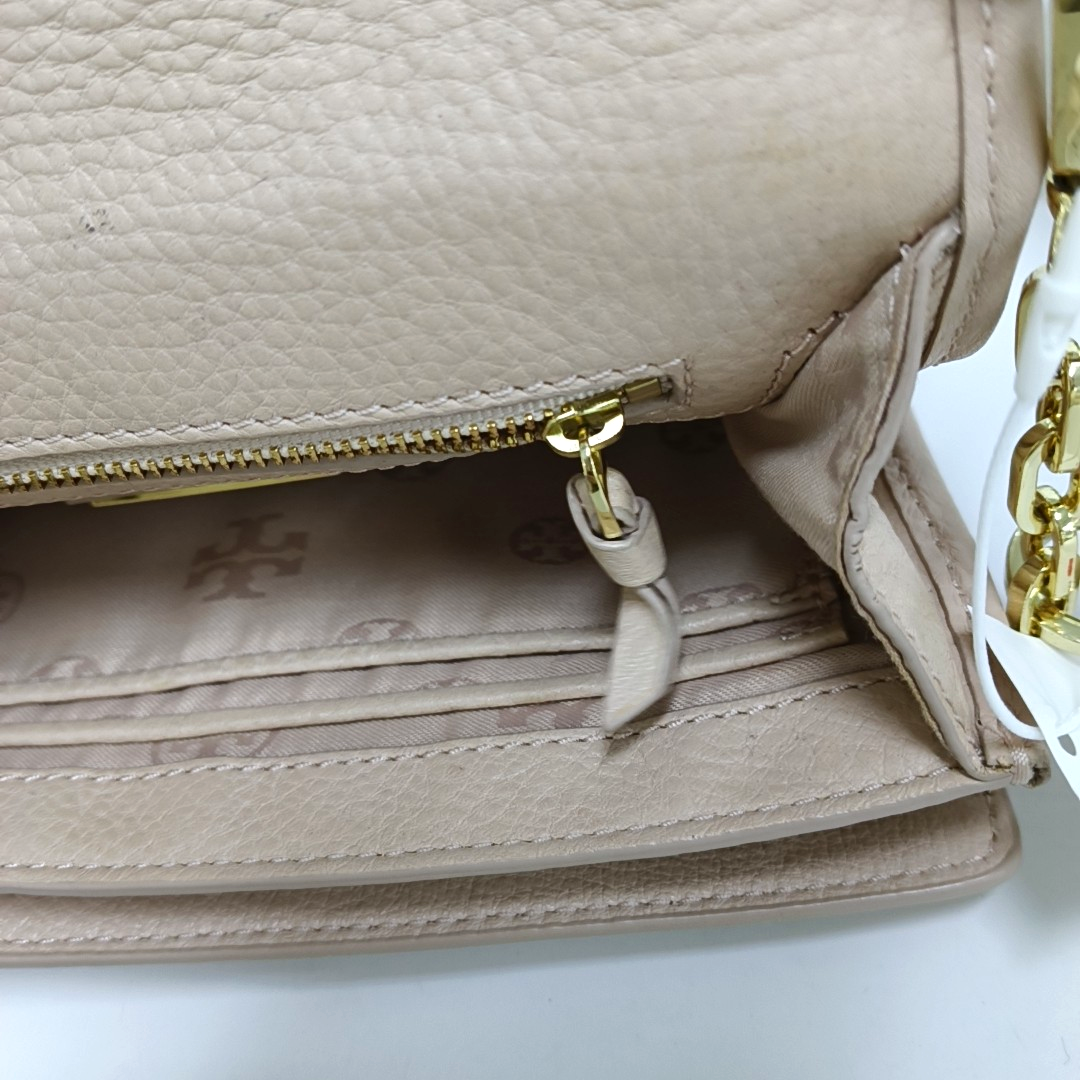 TORY BURCH Britten Light Pink Leather Crossbody Bag Single Shoulder Bag Silver Hardware Removable shoulder strap-(SKU)-942795681