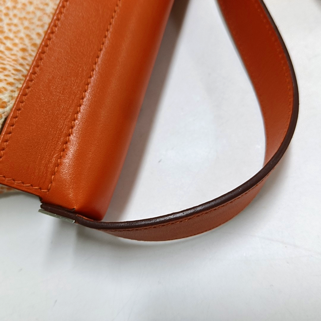 HERMÈS Yeoh Orange Pink Buffalo Leather Single Shoulder Bag Silver Hardware 🄶 Sub Pockets-(SKU)-951814551