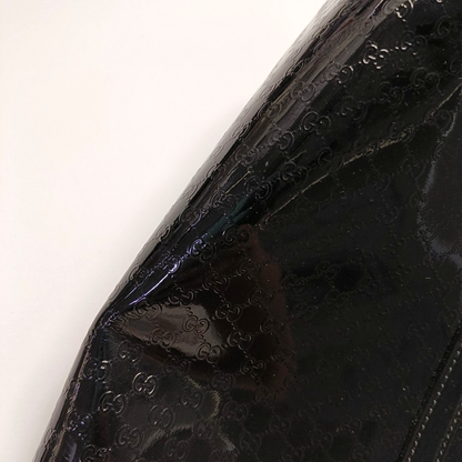 GUCCI Microguccissima Black Patent Leather Monogram Embossed Single Shoulder Bag Handbag Golden hardware-(SKU)-958985307