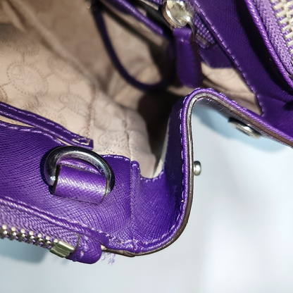MICHAEL KORS Small size Purple Leather Textured Studs Single Shoulder Bag Handbag Crossbody Silver Hardware Removable shoulder strap-(SKU)-930756966