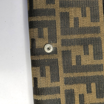 FENDI 棕色帆布双F钱包-(SKU)-952489575