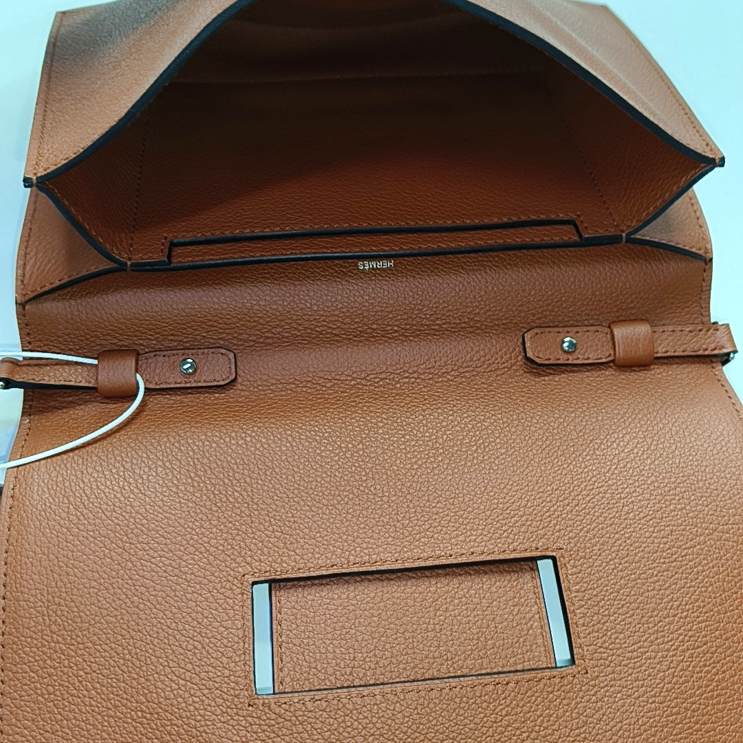 HERMÈS H Passant Copper Evercolor Calfskin Quilted Shoulder Bag with Silver Hardware, Y, Detachable Strap-(SKU)-954082059