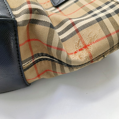 BURBERRY HaymarketBrown Canvas Warhorse Plaid Tote Bag-(SKU)-952477003