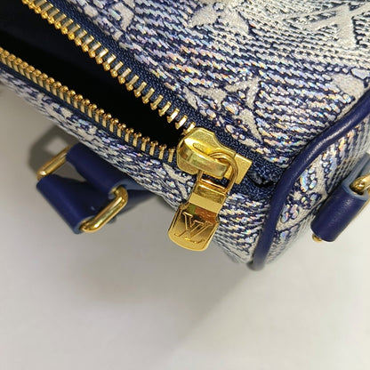 LOUIS VUITTON SPEEDY 20 Light Blue Special Material Monogram Embossed Boston Bag Crossbody Bag Shoulder Bag Tote Bag Adjustable Strap Golden Hardware Removable Strap-(SKU)-952606460