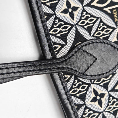 LOUIS VUITTON NEVERFULL Medium Black Fabric Floral Shopping Bag Shoulder Bag Tote Bag Gold Hardware Inner Pocket-(SKU)-970320625