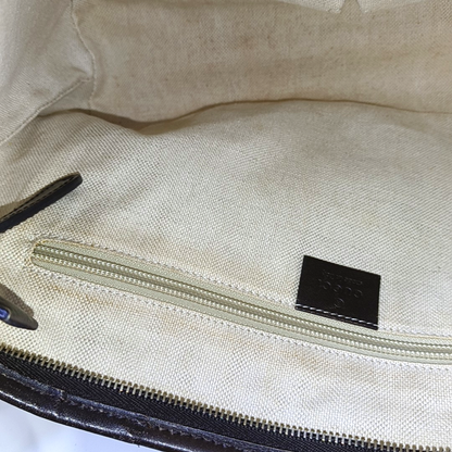 GUCCI Tote bag Ebony Coated Canvas Monogrammed Handbag Silver Hardware-(SKU)-953201451