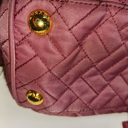 PRADA Pink Fabric Quilted Tassel Crossbody Bag Golden hardware-(SKU)-932708784