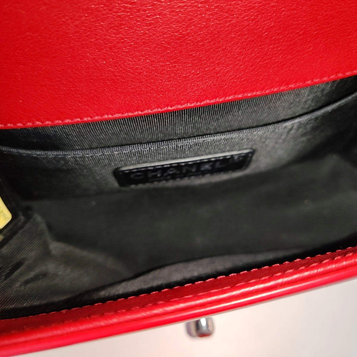 CHANEL BOY CHANEL Small Red Patent Leather Quilted Shoulder Bag Crossbody Bag with Detachable Strap Silver Hardware 20 Compartments-(SKU)-959630797