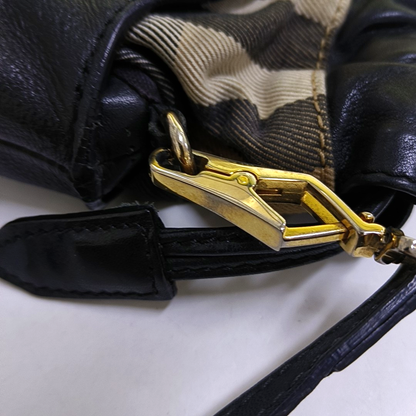BURBERRY Black Leather Crossbody Bag Single Shoulder Bag Golden hardware Removable shoulder strap-(SKU)-947151988