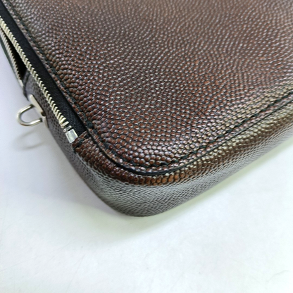 FERRAGAMO Dark Brown Leather Handbag Silver Hardware-(SKU)-940619981