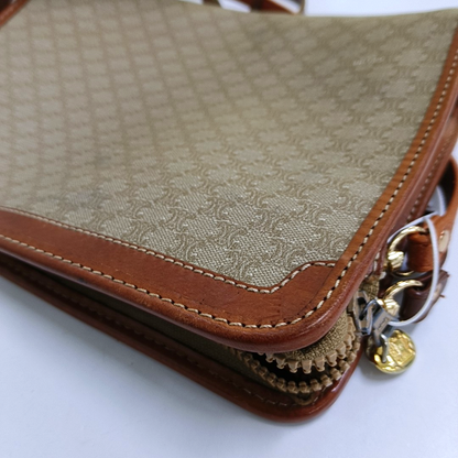 CELINE MACADAM CLUTCHES Khaki Coated Canvas Triumph Clutch Golden hardware-(SKU)-946907991