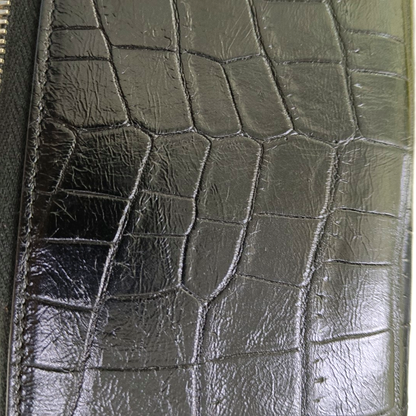 YSL KATE Black cowhide crocodile leather wallet Silver Hardware-(SKU)-958931869