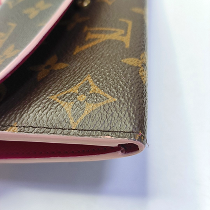 LOUIS VUITTON EMILIE Brown coated canvas vintage wallet Golden hardware-(SKU)-942991994
