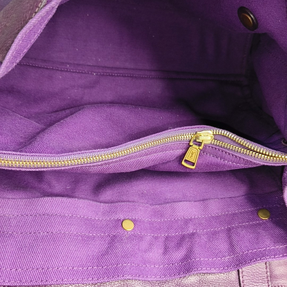 YSL MUSE TWO Purple Leather Tote Golden hardware-(SKU)-954560346
