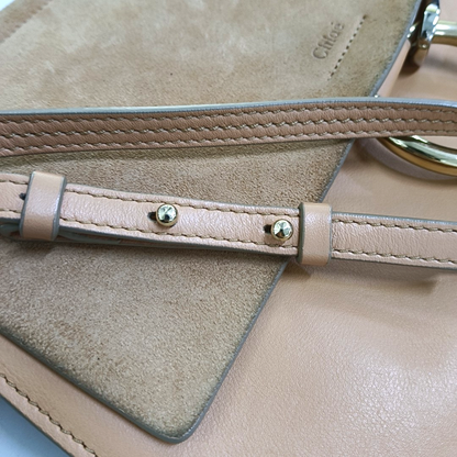 Chloé Faye Medium size Orange Suede Leather Single Shoulder Bag Golden hardware Removable shoulder strap-(SKU)-950948010