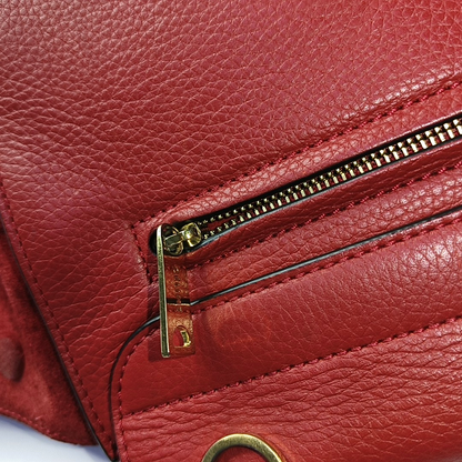 CELINE TRAPEZE Medium size Red Cowhide Swing Bag Single Shoulder Bag Handbag Golden hardware Removable shoulder strap-(SKU)-950729594