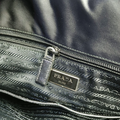 PRADA Black Nylon Single Shoulder Bag Crossbody Bag Silver Hardware-(SKU)-954414851