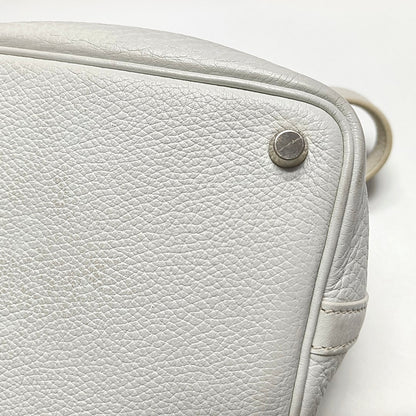 HERMÈS Picotin 18 White Clemence Leather Basket Handbag Silver Hardware 🄵 Engraving-(SKU)-971056955