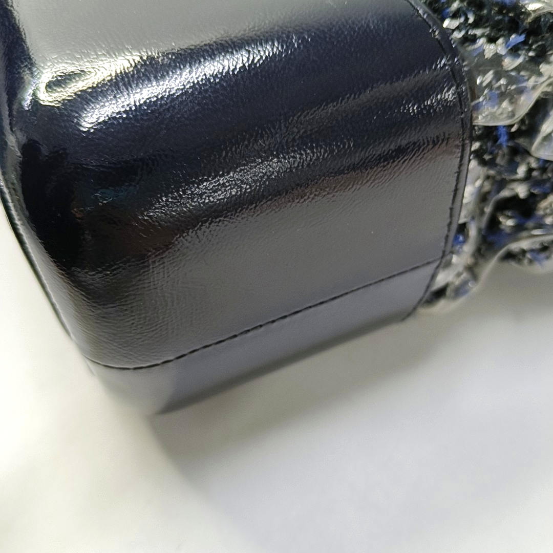 CHANEL GABRIELLE Medium Dark Blue Wool Quilted V Pattern Gabby Bag Crossbody Shoulder Bag Sling Bag Gold Silver Ruthenium Hardware 25 Clasp Removable Strap-(SKU)-954167174