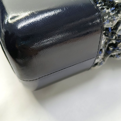 CHANEL GABRIELLE Medium Dark Blue Wool Quilted V Pattern Gabby Bag Crossbody Shoulder Bag Sling Bag Gold Silver Ruthenium Hardware 25 Clasp Removable Strap-(SKU)-954167174