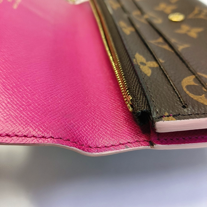 LOUIS VUITTON EMILIE Brown coated canvas vintage wallet Golden hardware-(SKU)-942991994