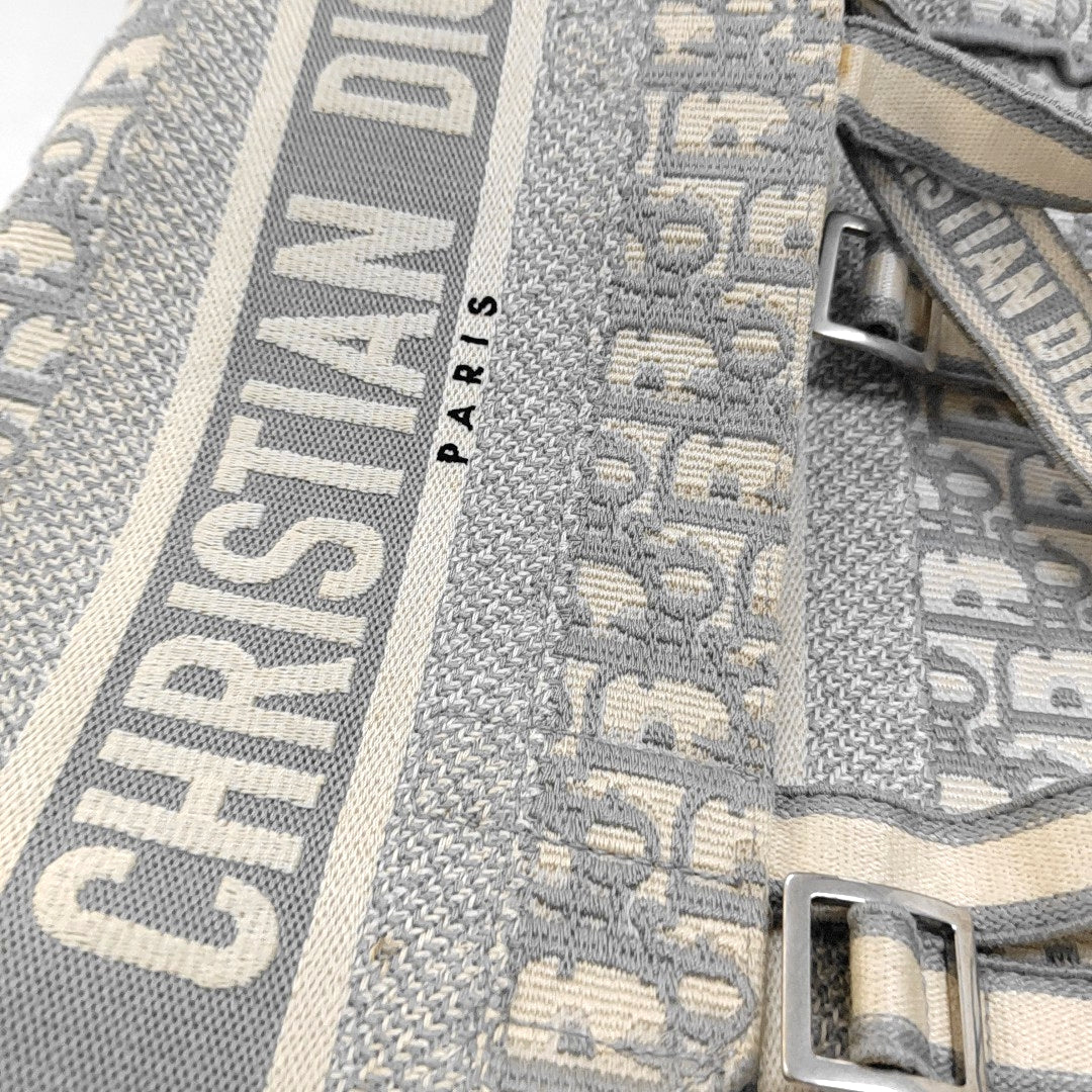 DIOR Diorcamp Grey Canvas Monogram Crossbody Bag Single Shoulder Bag Silver Hardware-(SKU)-968970335