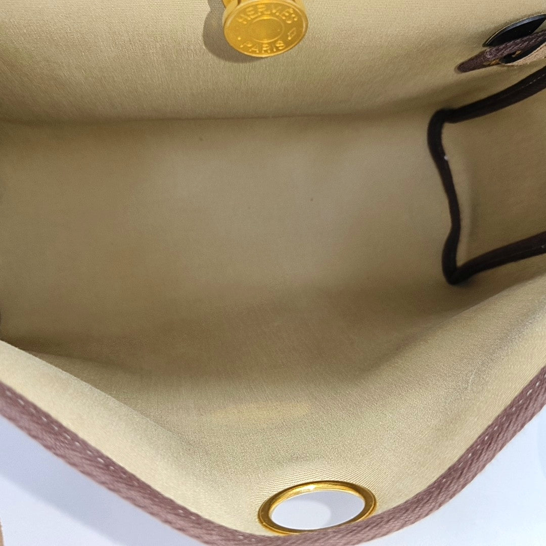 HERMÈS Herbag 31 Trench Coat Colored Canvas Crossbody Bag Handbag Shoulder Bag Golden Hardware U Engraving Accessories Included-(SKU)-970753287