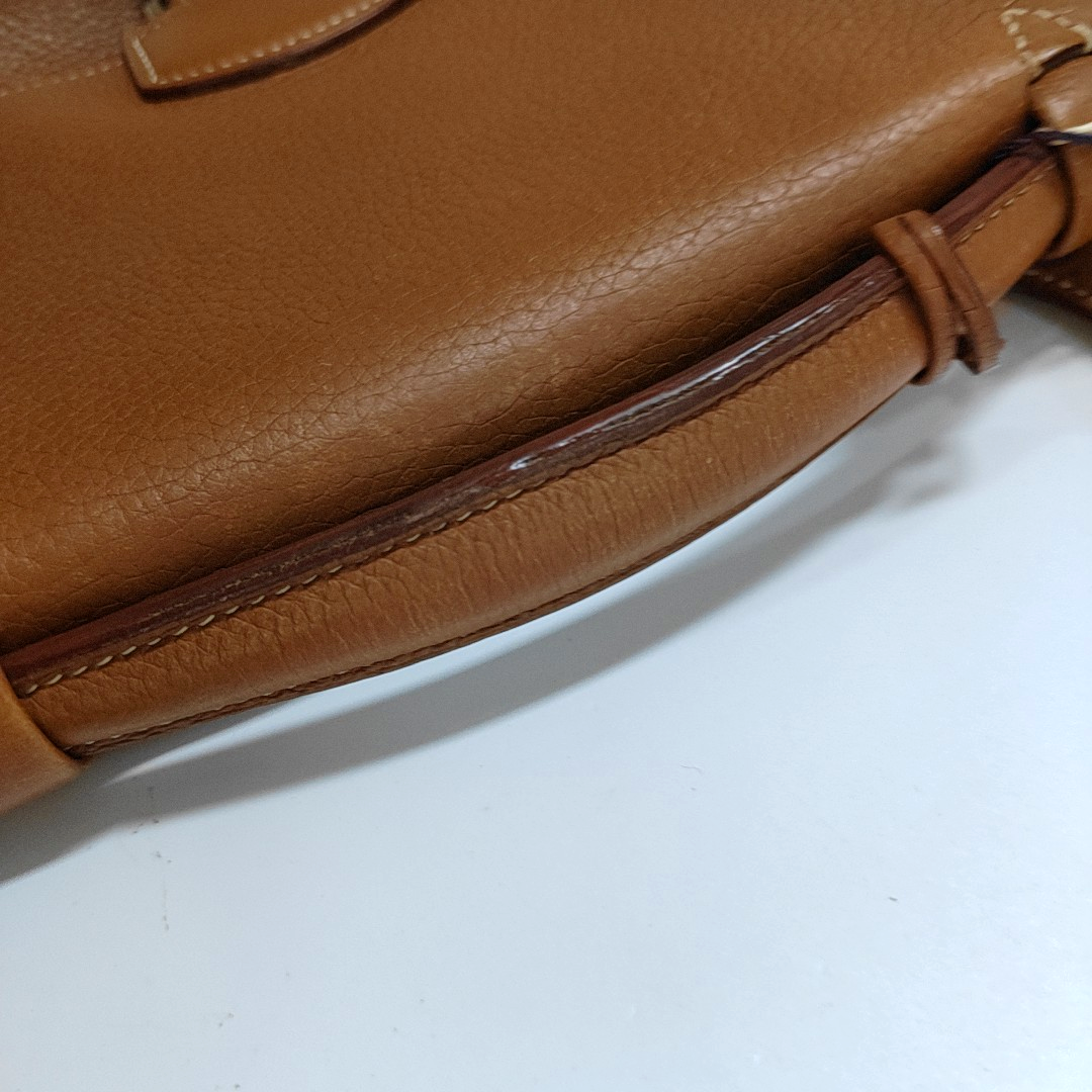 HERMÈS Sac A Depeches 27 Gold Brown Clemence Leather Handbag Silver Hardware K Engraved-(SKU)-965014761