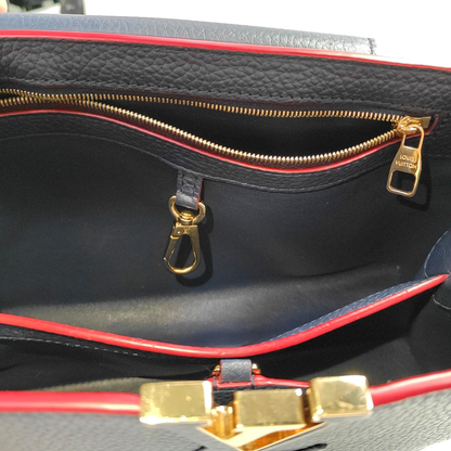 LOUIS VUITTON CAPUCINES Medium Deep Blue Calfskin Shoulder Bag Tote Bag Crossbody Bag Gold Hardware Removable Strap-(SKU)-963373643