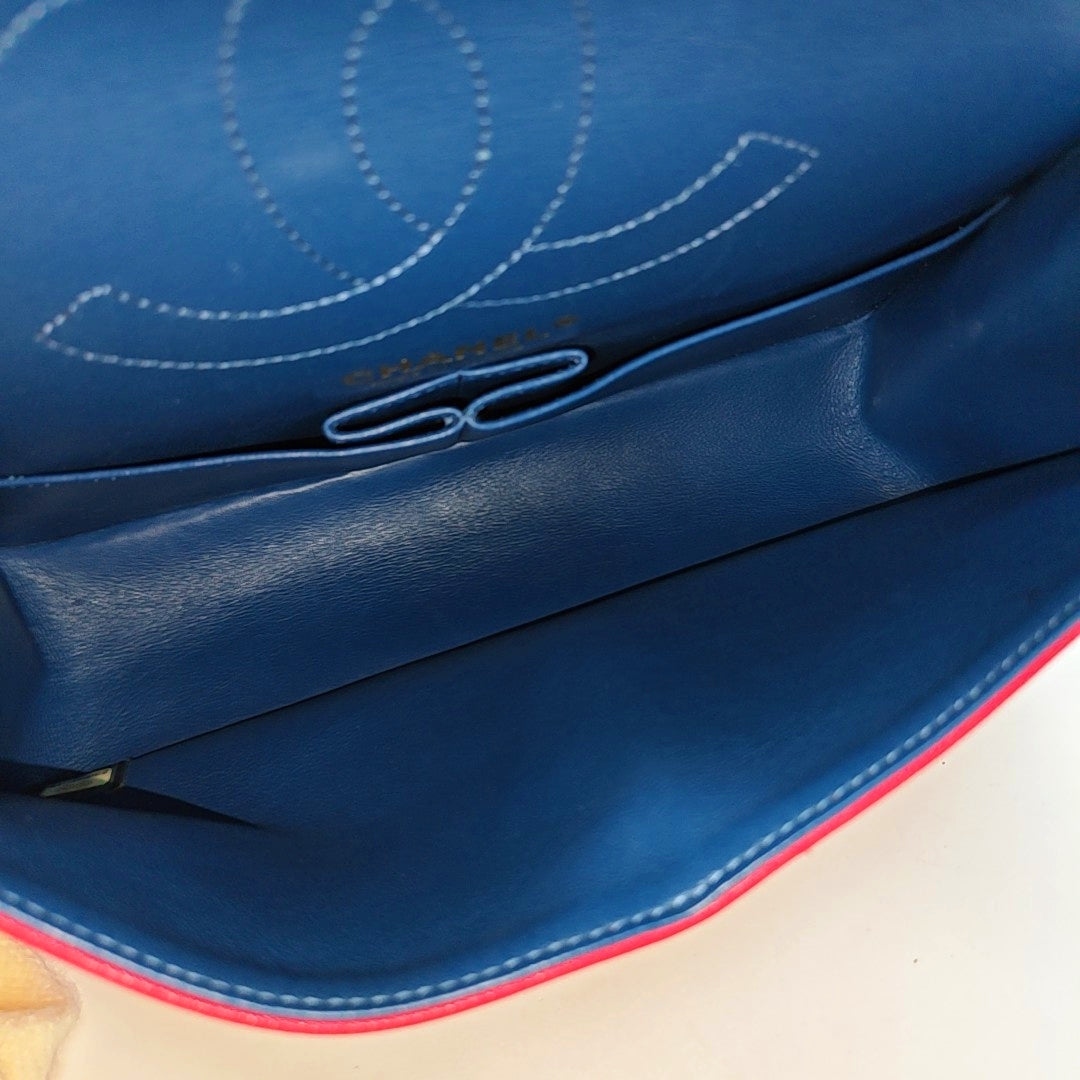 CHANEL 2.55 Small, red lamb skin, quilted V pattern, chain strap, gold hardware, size 23-(SKU)-971107723