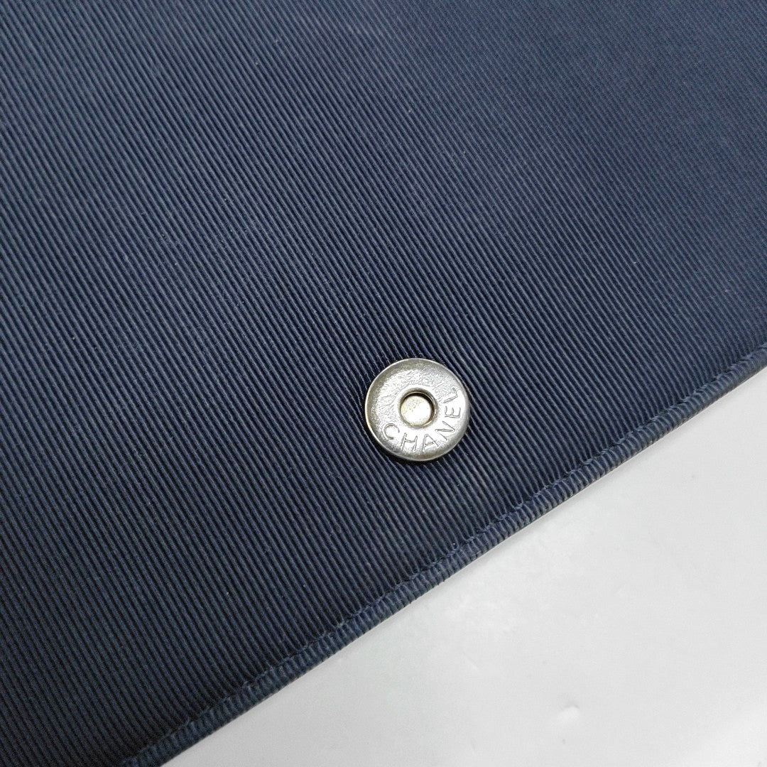 CHANEL BALLERINE Deep Blue Leather Quilted Monogram Shoulder Bag Crossbody Bag Silver Hardware 23cm-(SKU)-969147033