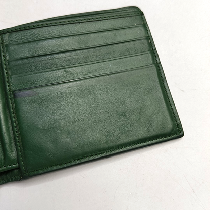 BOTTEGA VENETA Dark Green Leather Woven Wallet-(SKU)-957985549
