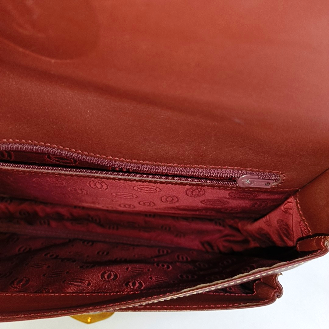 Cartier Burgundy Leather Single Shoulder Bag Golden hardware-(SKU)-940925520