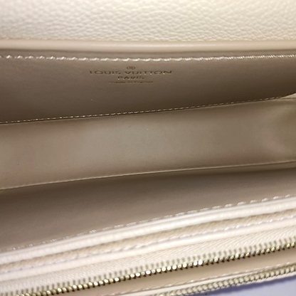 LOUIS VUITTON MARCEAU White Calfskin Monogram Embossed Single Shoulder Bag Crossbody Bag Gold Hardware-(SKU)-962428775