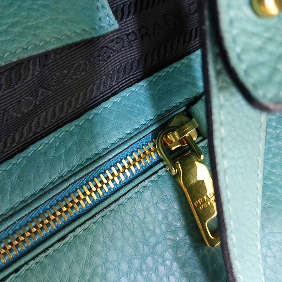 PRADA Twin Blue Cowhide Logo Single Shoulder Bag Handbag Crossbody Bag Ruthenium color hardware Removable shoulder strap-(SKU)-956216125