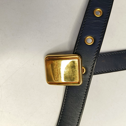 DIOR 30 Montaigne Blue Canvas Monogram Embossed Montaigne Bag Shoulder Bag with Detachable Strap-(SKU)-970899095