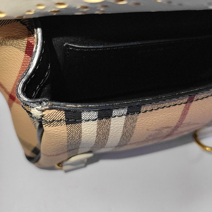 BURBERRY White leather horse race pattern hollow crossbody bag/shoulder bag Golden hardware-(SKU)-960246939