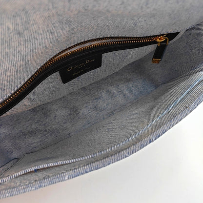 DIOR Dior Caro Medium Blue Denim Quilted Crossbody Shoulder Bag Tote Bag-(SKU)-966917875
