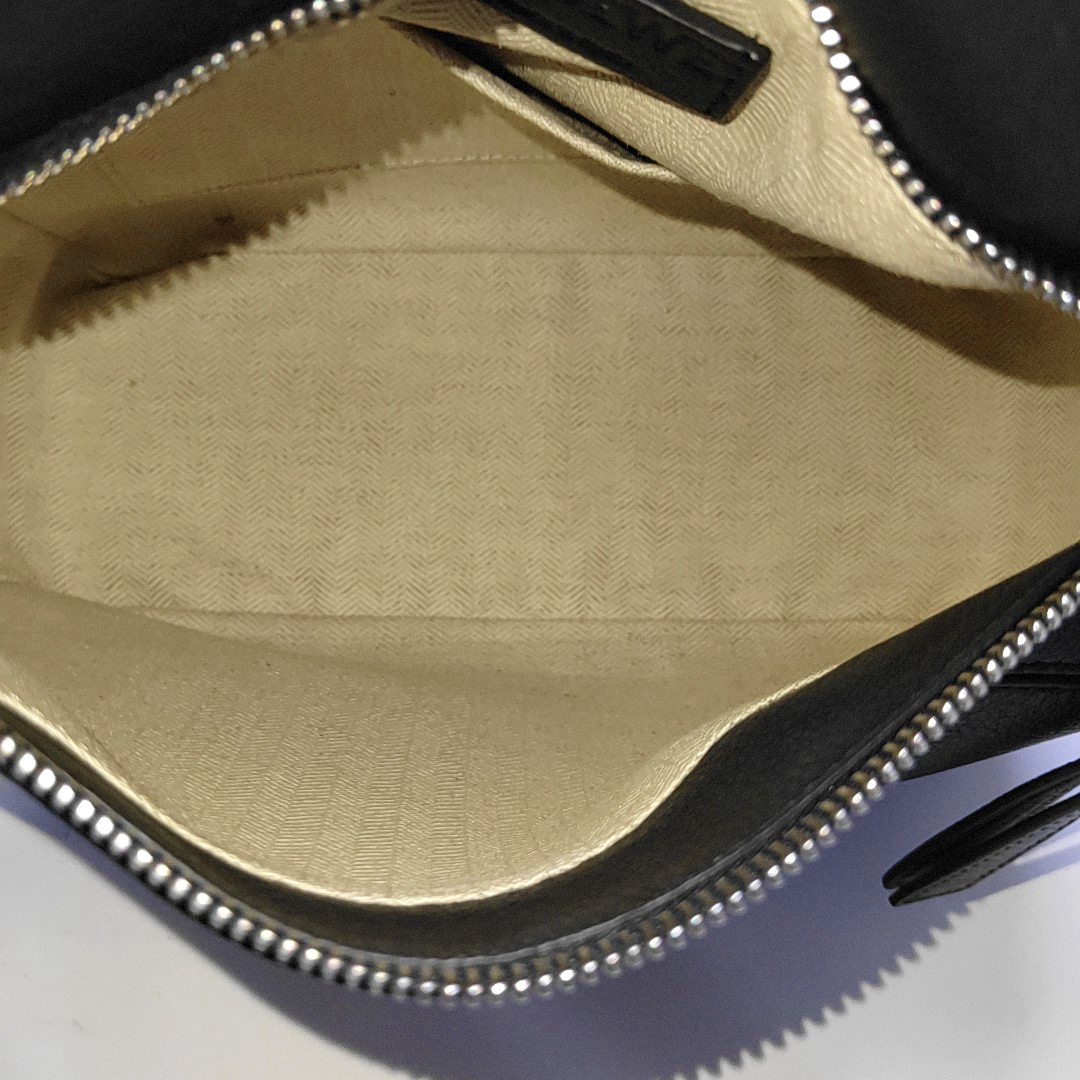 LOEWE Puzzle Small Black Leather Geometric Crossbody Shoulder Tote Bag Silver Hardware Removable Strap-(SKU)-964289240