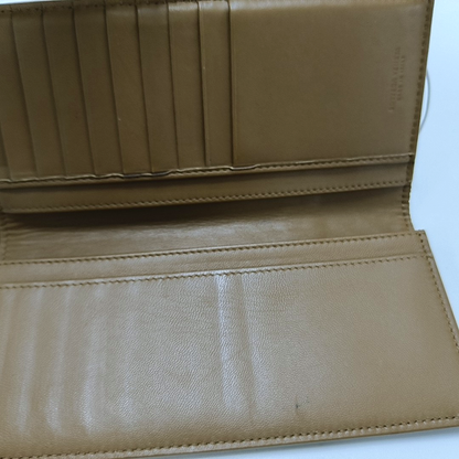 BOTTEGA VENETA Brown Lamb Skin Braided Wallet Black hardware-(SKU)-956008487
