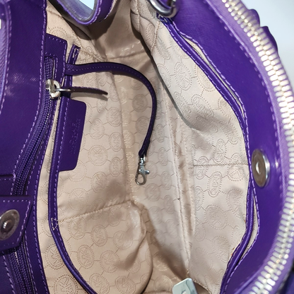 MICHAEL KORS Small size Purple Leather Textured Studs Single Shoulder Bag Handbag Crossbody Silver Hardware Removable shoulder strap-(SKU)-930756966
