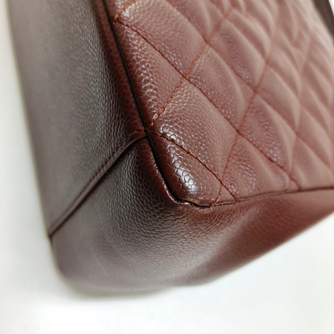 CHANEL CHANEL GST Large Red Calfskin Quilted Monogram Shoulder Bag Tote Bag Silver Hardware 18K-(SKU)-951260857